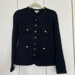 J. Crew Black Knit Cardigan with Gold Buttons